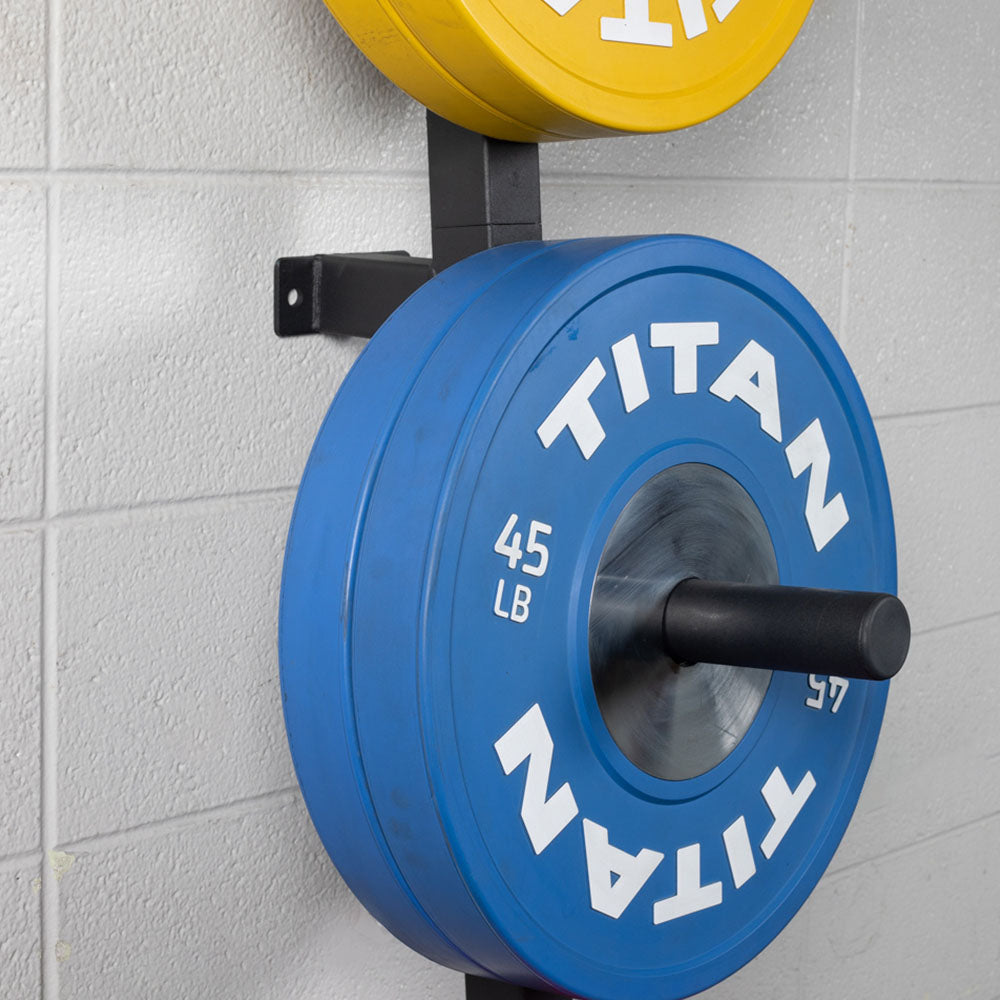 Wall Mounted 4-Peg Olympic Bumper Plate Weight Rack - Keep your plates off the ground and organized - view 4
