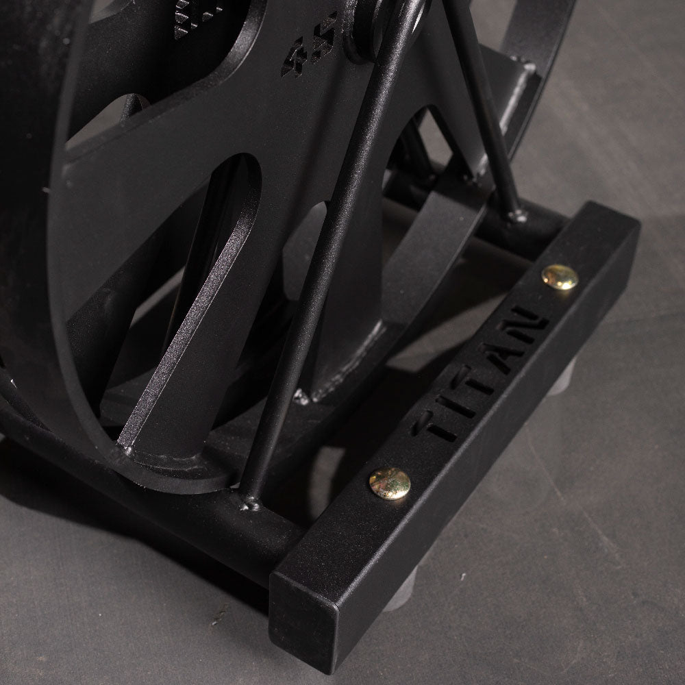 Horizontal Wagon Wheel Storage - TITAN Laser Cut Logo on front of the storage - view 3