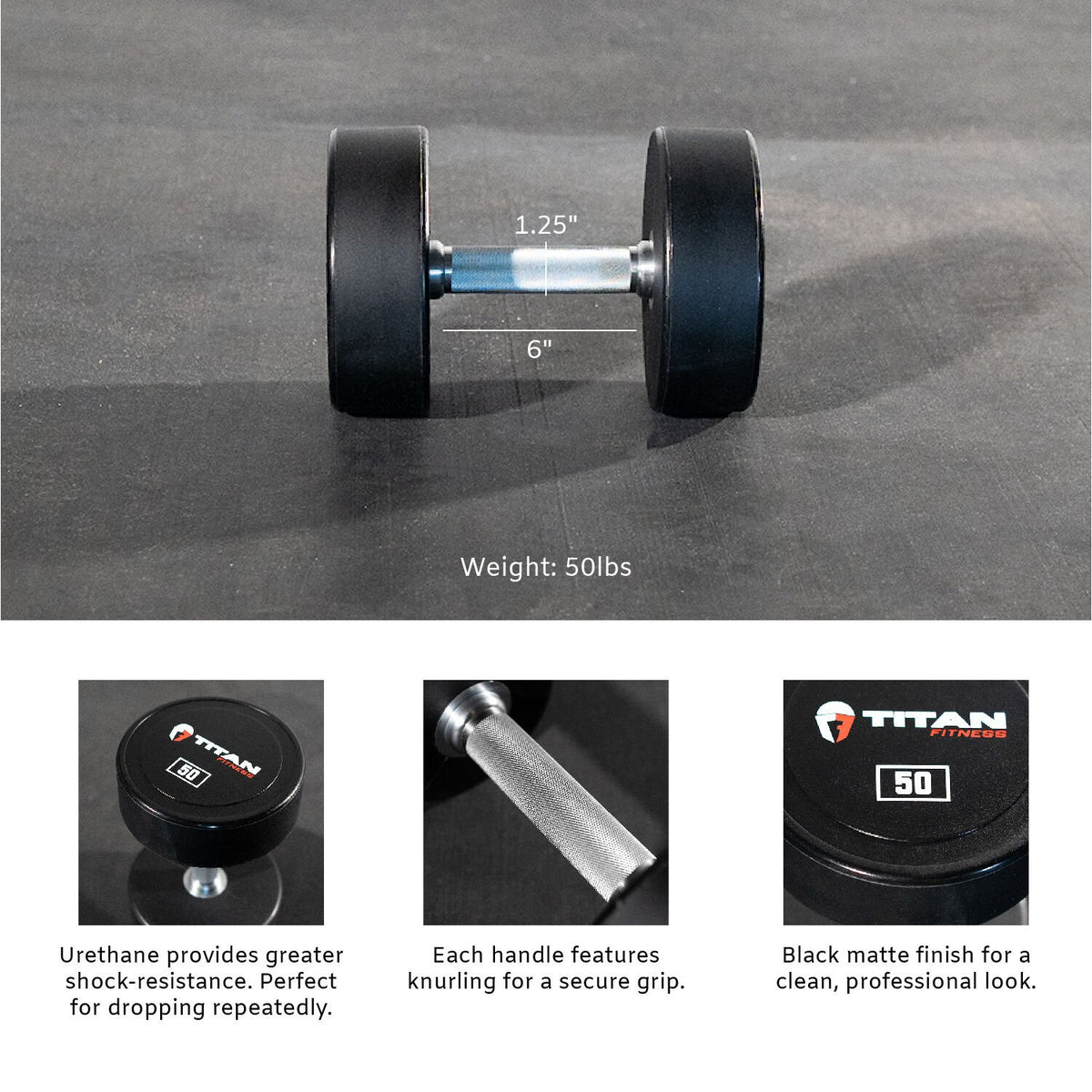 Scratch and Dent - Urethane Dumbbells | 50 LB | Single - FINAL SALE - view 3