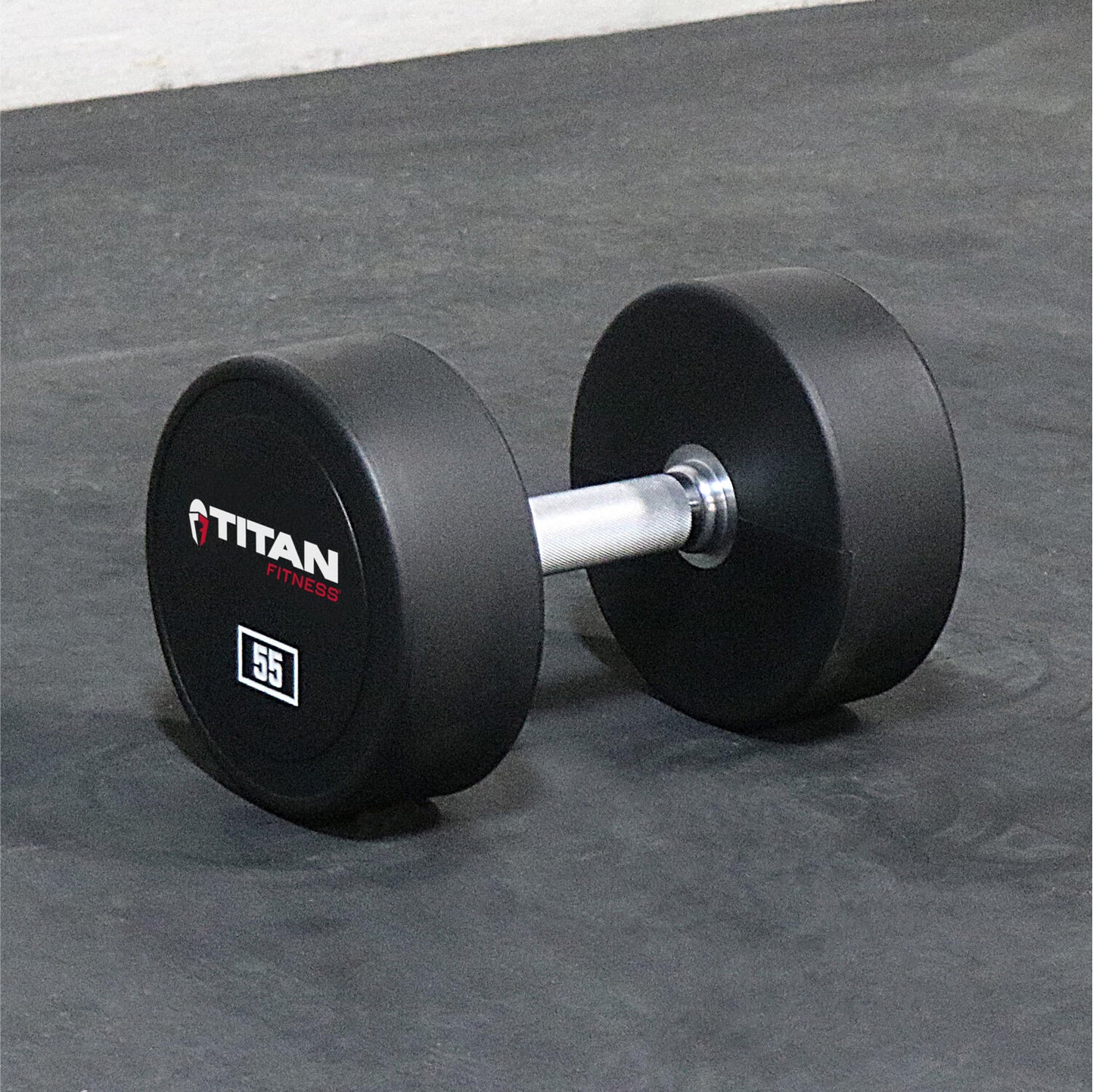 SCRATCH AND DENT - 55 LB Single Round Urethane Dumbbell - FINAL SALE - view 3