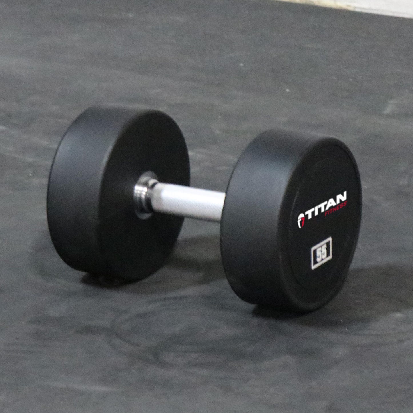 SCRATCH AND DENT - 55 LB Single Round Urethane Dumbbell - FINAL SALE - view 2
