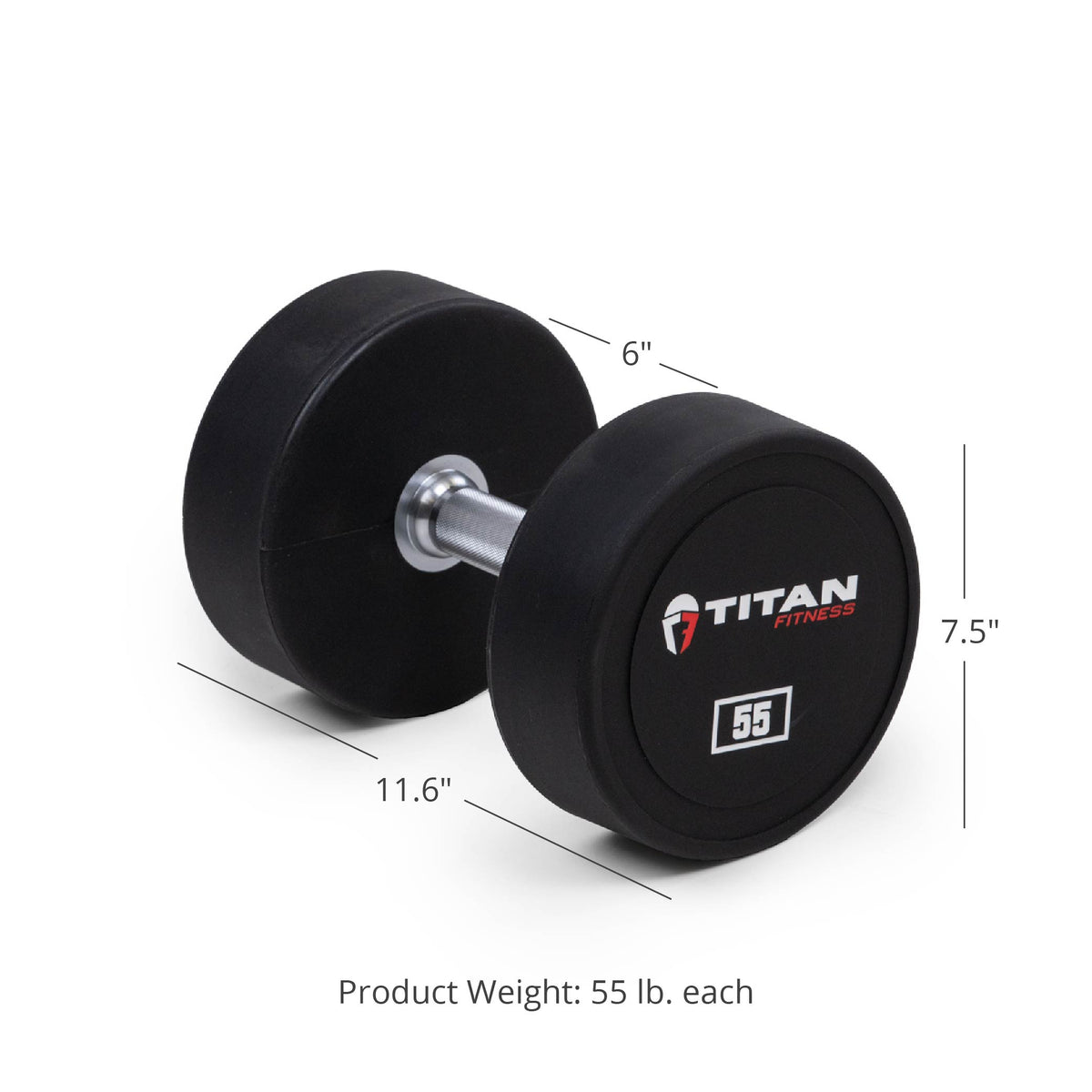 55 LB Pair Round Urethane Dumbbells