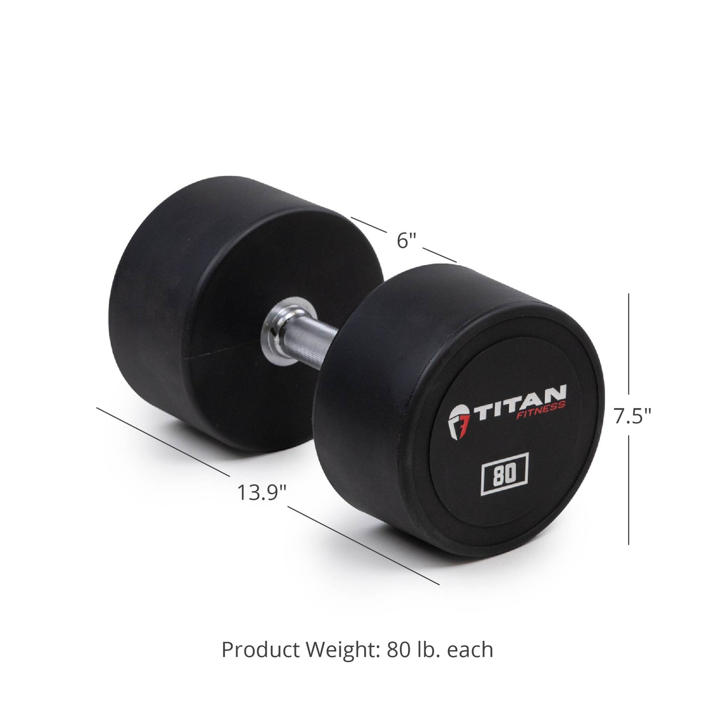 80 LB Pair Round Urethane Dumbbells - view 5