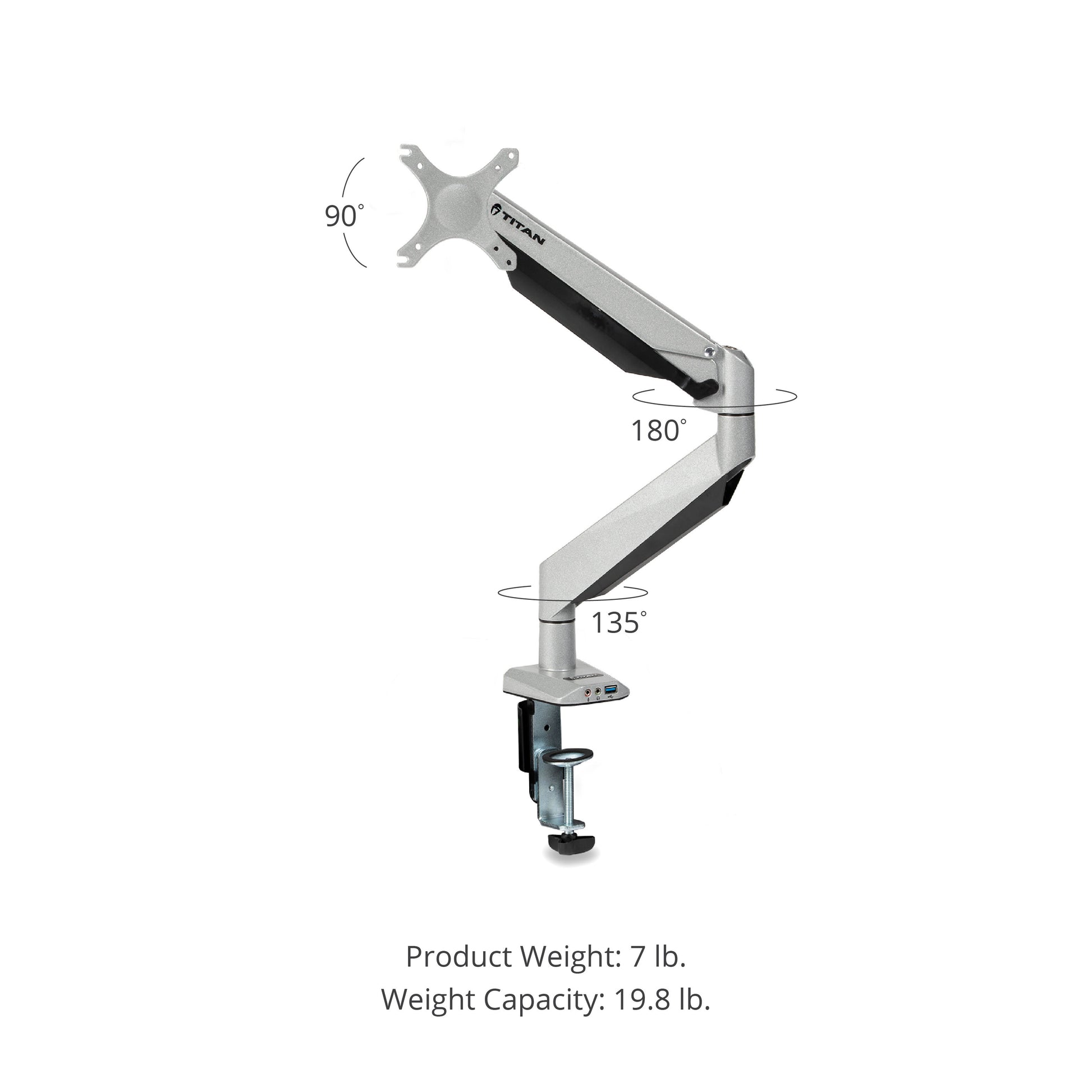 Scratch and Dent - Single Monitor Aluminum Gas Spring Mount - FINAL SALE