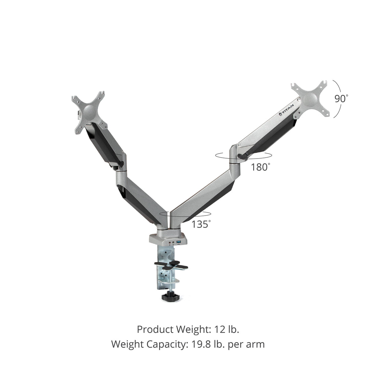 SCRATCH AND DENT - Dual Monitor Aluminum Gas Spring Mount - FINAL SALE