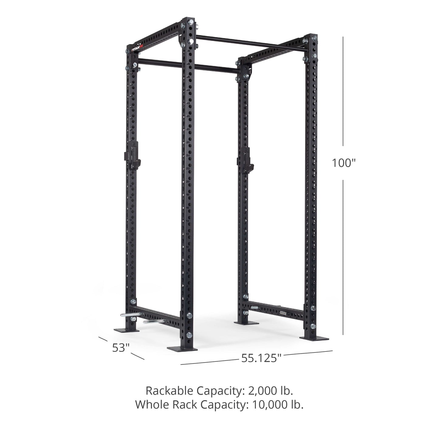 TITAN Series Power Rack - Bolt Down Options | Black / 2” Fat Pull-Up Bar / Roller J-Hooks - view 73