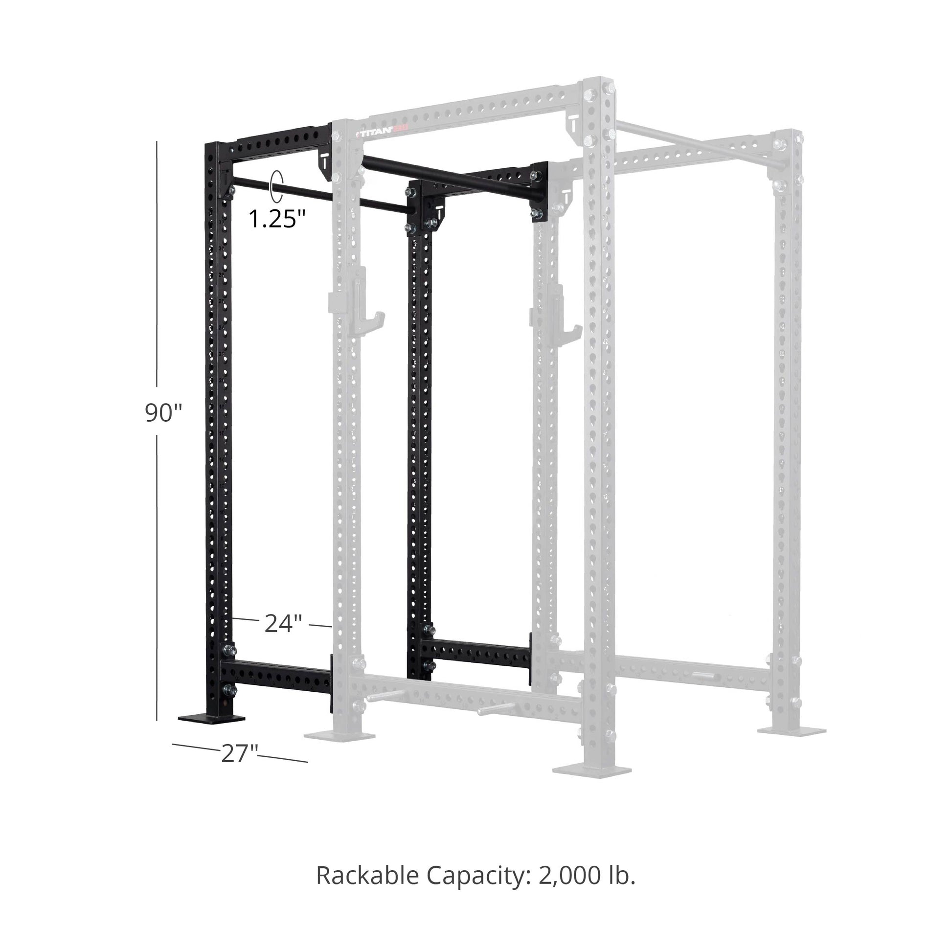 TITAN Series 24" Extension Kit - Extension Color: Black - Extension Height: 90" - Crossmember: 1.25" Pull-Up Bar | Black / 90" / 1.25" Pull-Up Bar