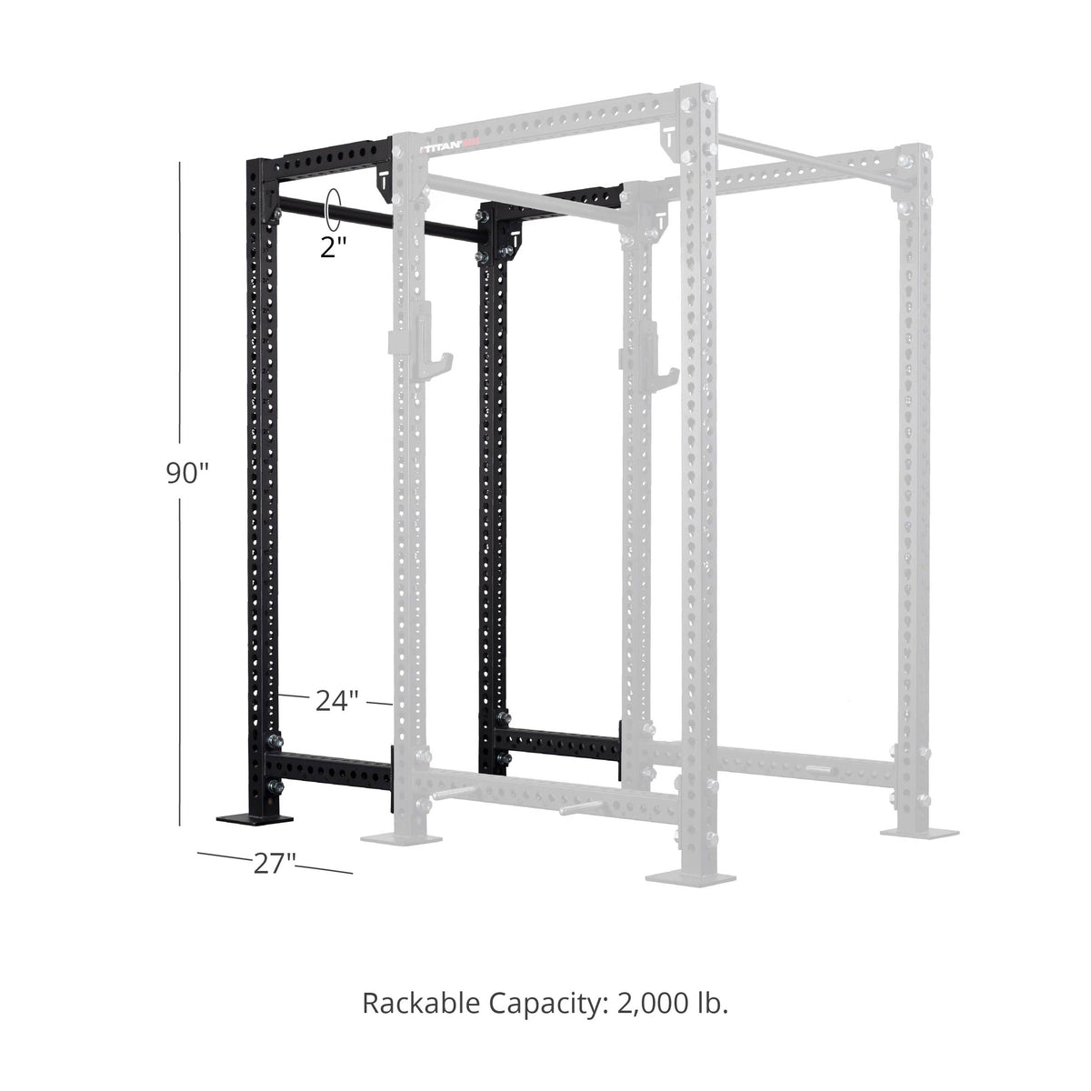TITAN Series 24" Extension Kit - Extension Color: Black - Extension Height: 90" - Crossmember: 2" Fat Pull-Up Bar | Black / 90" / 2" Fat Pull-Up Bar