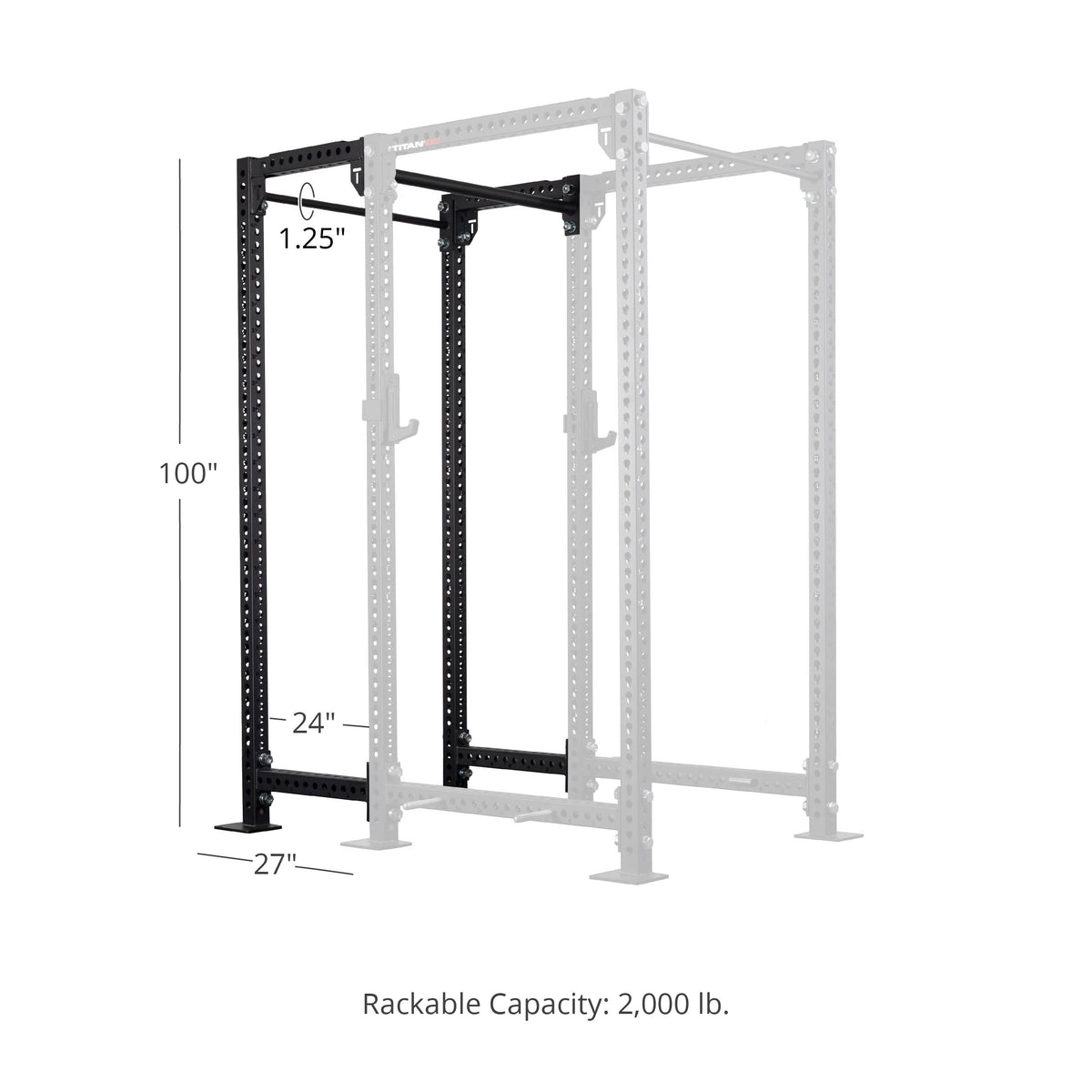 TITAN Series 24" Extension Kit - Extension Color: Black - Extension Height: 100" - Crossmember: 1.25" Pull-Up Bar | Black / 100" / 1.25" Pull-Up Bar