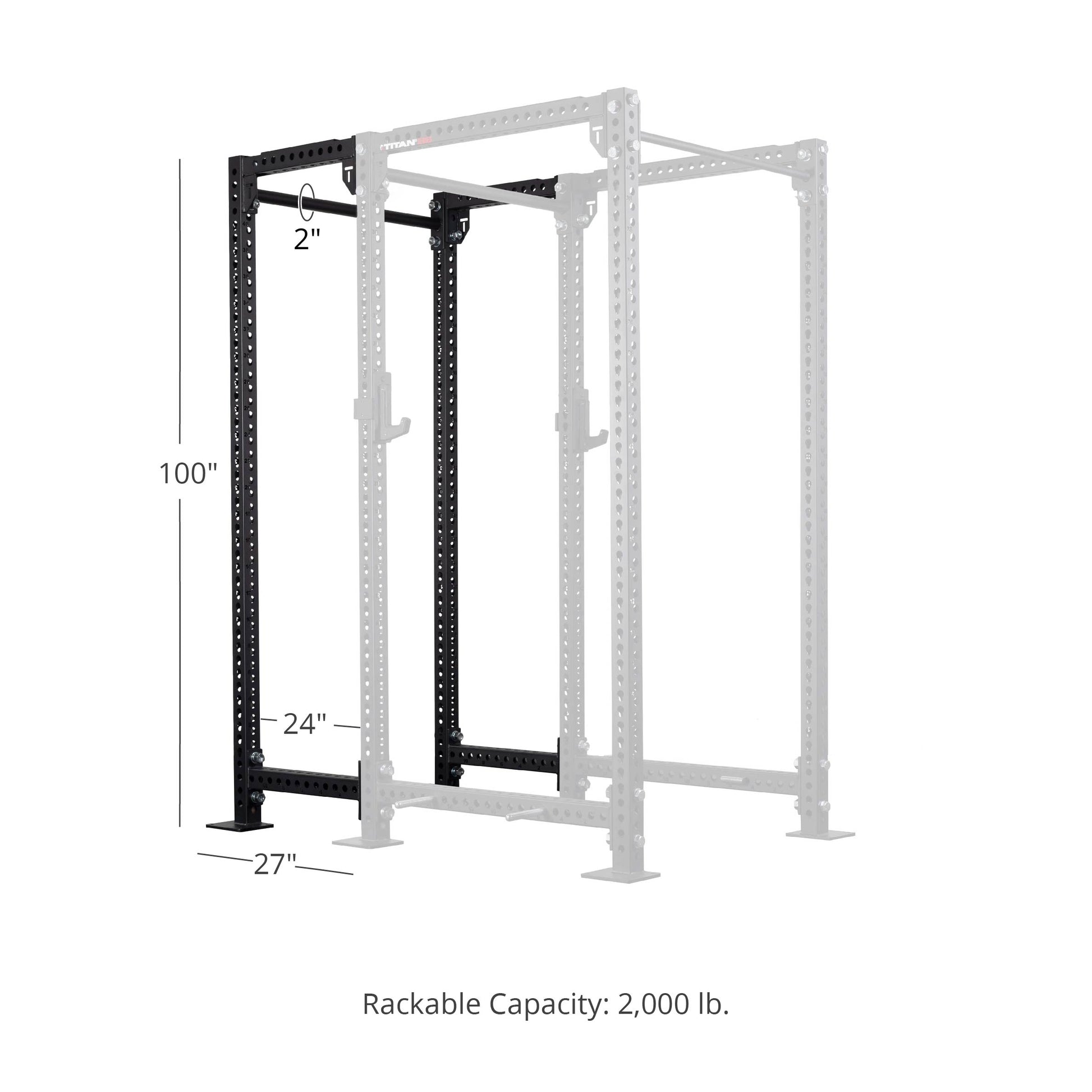 TITAN Series 24" Extension Kit - Extension Color: Black - Extension Height: 100" - Crossmember: 2" Fat Pull-Up Bar | Black / 100" / 2" Fat Pull-Up Bar
