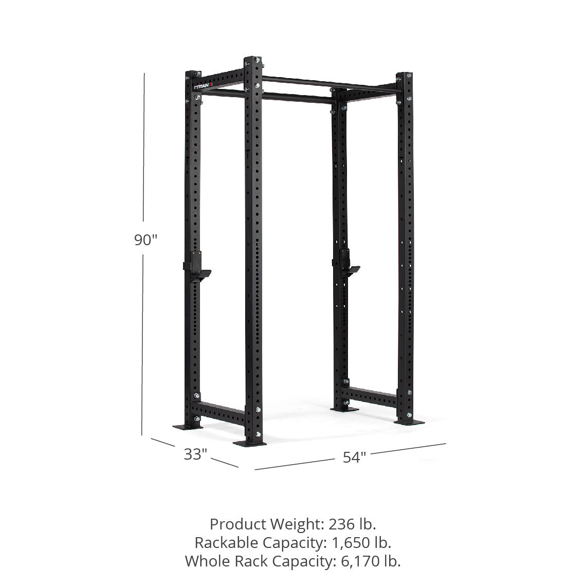 X-3 Series Bolt-Down Power Rack - 6-inch side hole spacing throughout entire upright | Black / No Weight Plate Holders - view 7