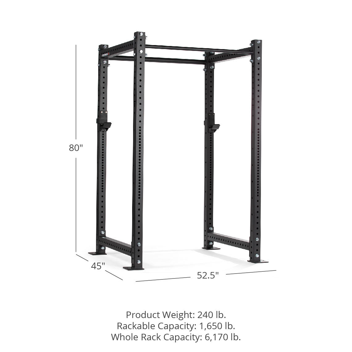 X-3 Series Bolt-Down Power Rack - 6-inch side hole spacing throughout entire upright | Black / No Weight Plate Holders