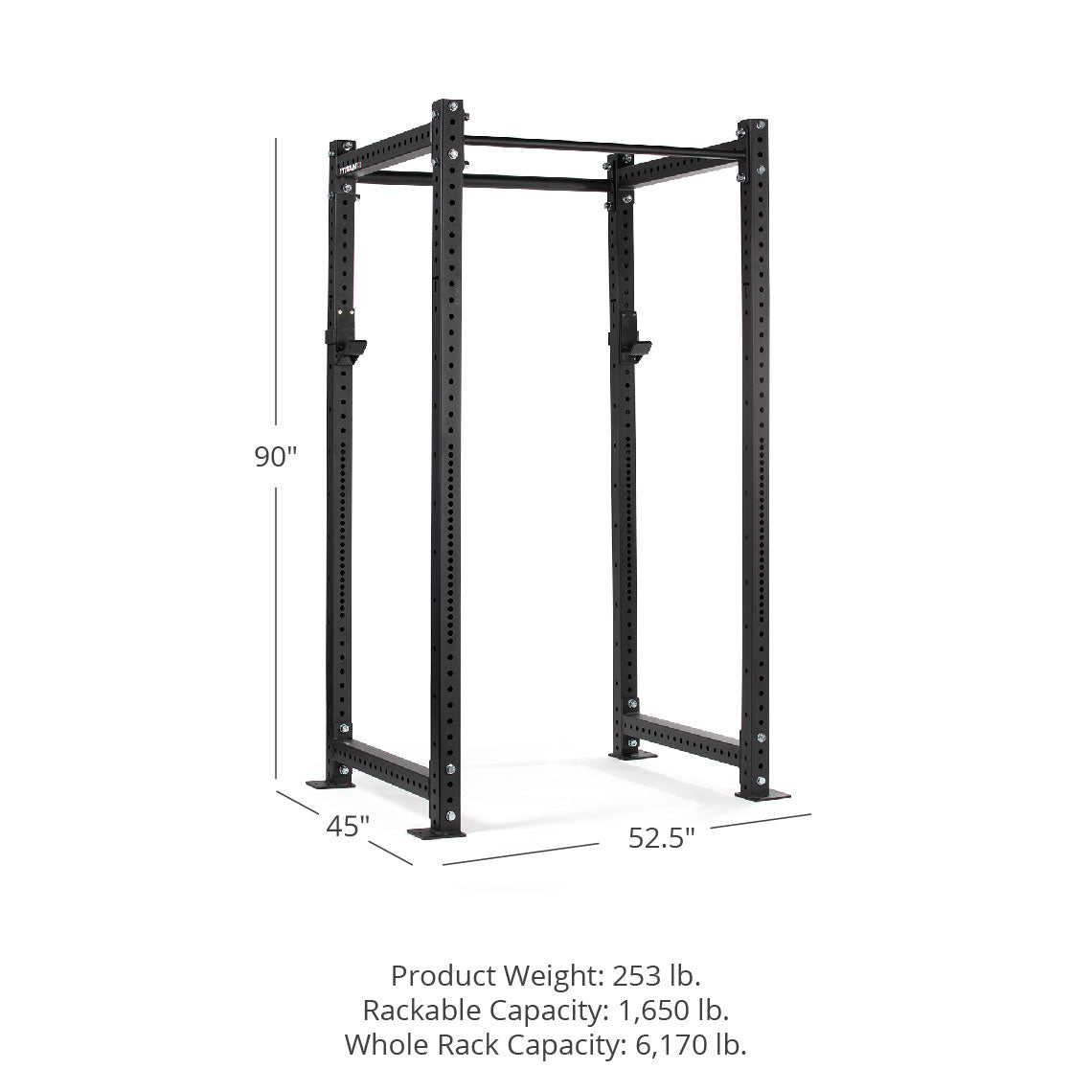 X-3 Series Bolt-Down Power Rack - 6-inch side hole spacing throughout entire upright | Black / No Weight Plate Holders - view 7