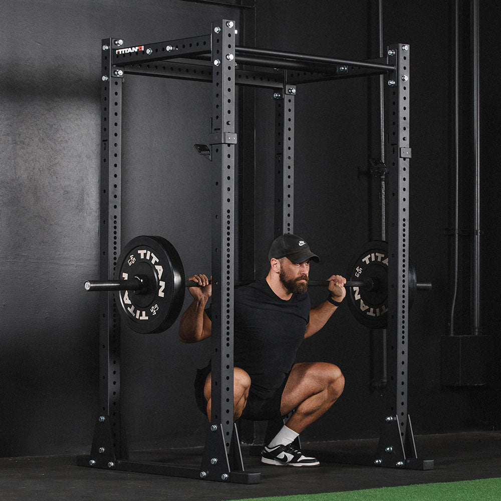 X-3 Series Flat Foot Power Rack | 91in / 4 Pack Weight Plate Holders