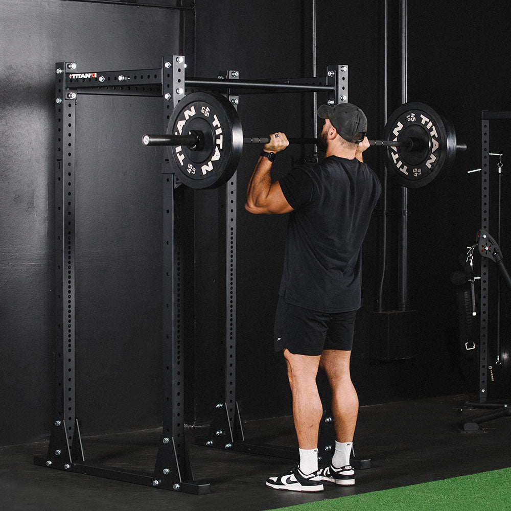 X-3 Series Flat Foot Power Rack | 91in / 4 Pack Weight Plate Holders