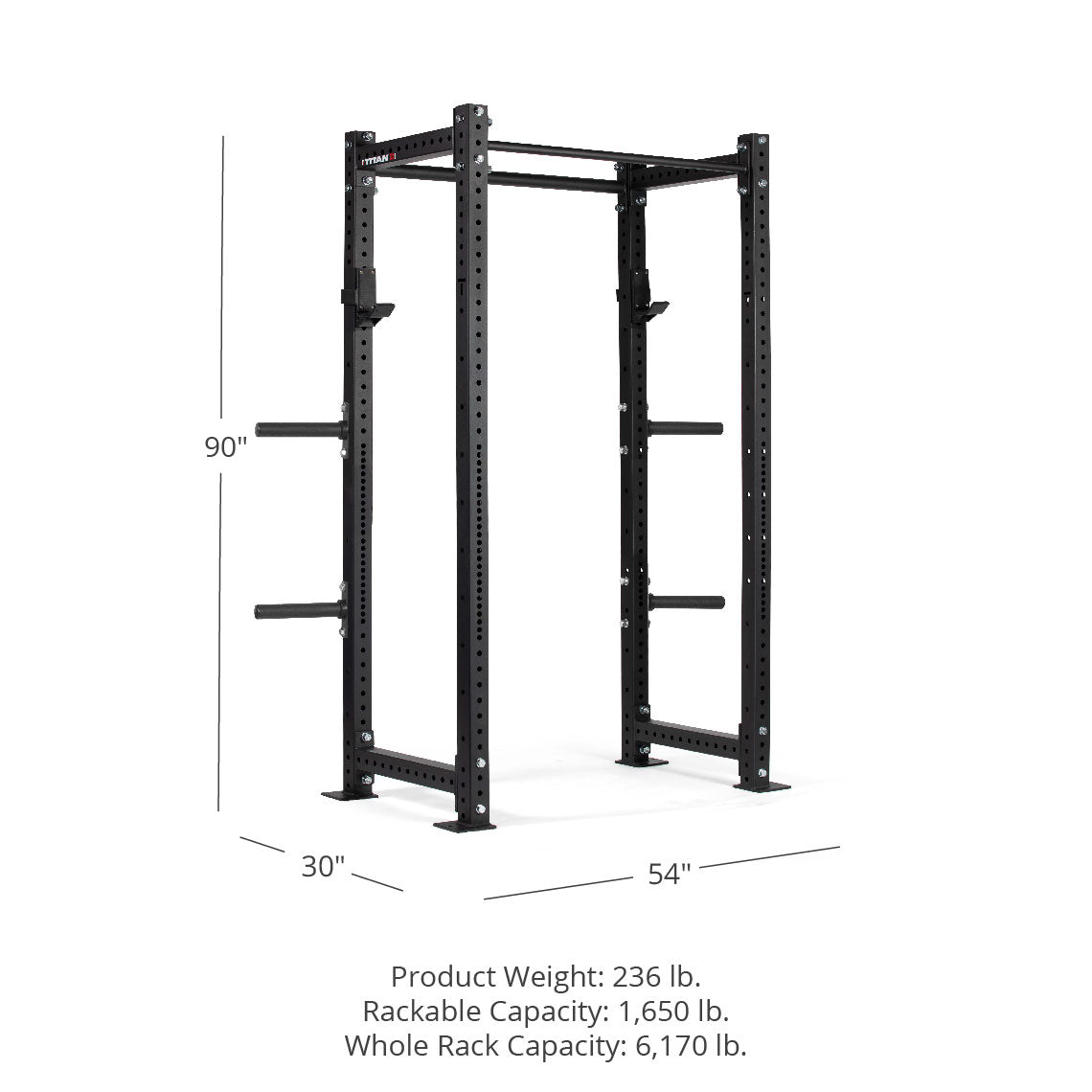 X-3 Series Bolt-Down Power Rack - 3 x 3-inch 11-gauge Steel Uprights | Black / 4 Pack Weight Plate Holders - view 50