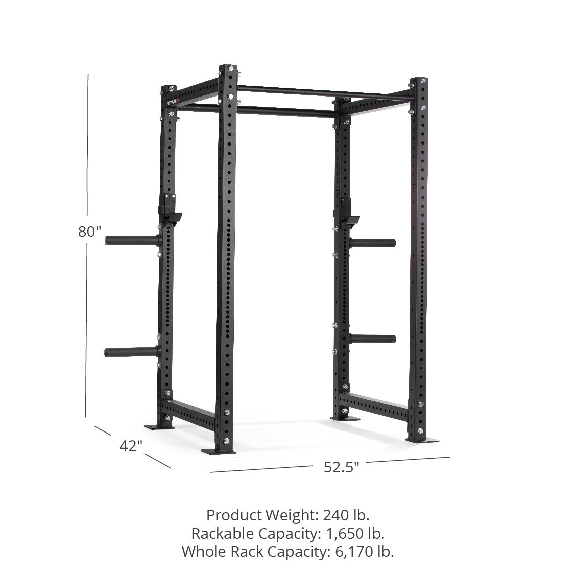 X-3 Series Bolt-Down Power Rack - 3 x 3-inch 11-gauge Steel Uprights | Black / 4 Pack Weight Plate Holders