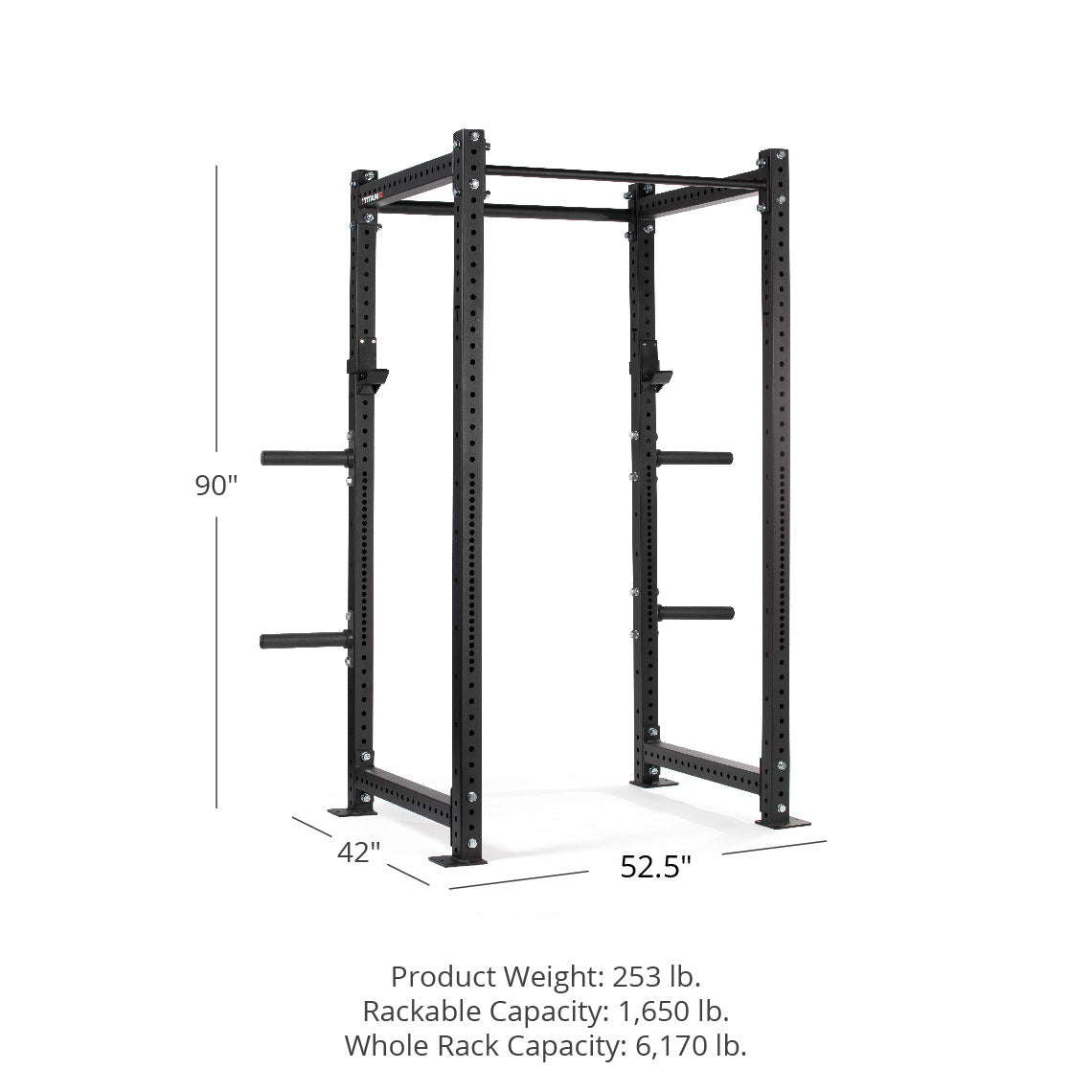 X-3 Series Bolt-Down Power Rack - 3 x 3-inch 11-gauge Steel Uprights | Black / 4 Pack Weight Plate Holders - view 50