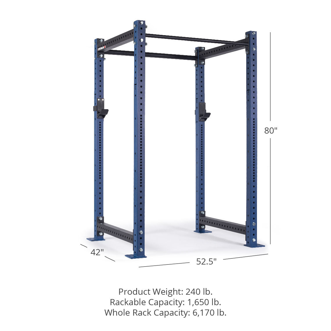 X-3 Series Bolt-Down Power Rack - Westside hole spacing through the bench and clean pull zone | Navy / No Weight Plate Holders - view 14
