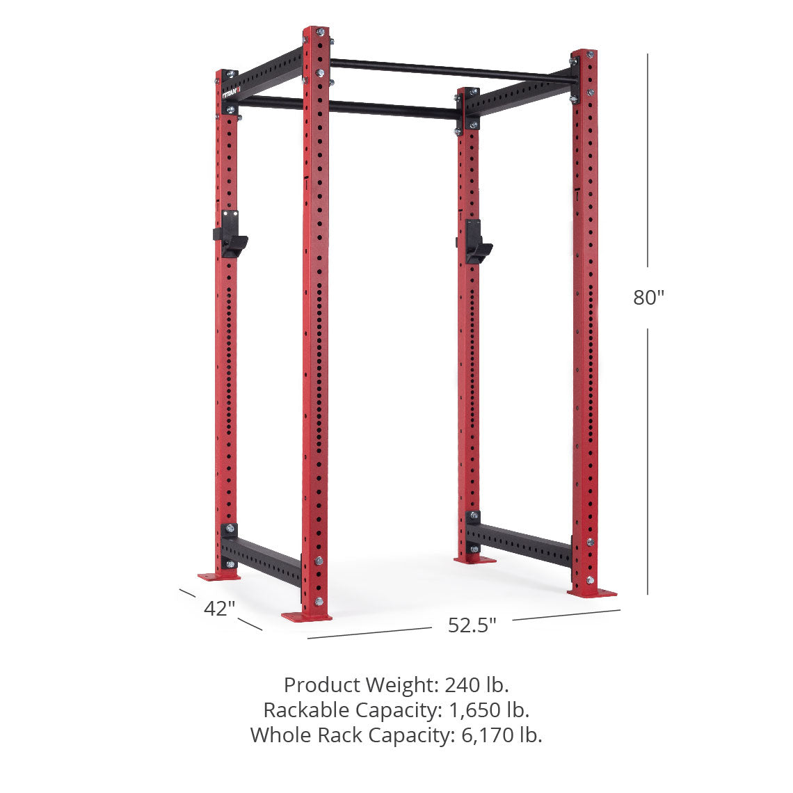 X-3 Series Bolt-Down Power Rack - Westside hole spacing through the bench and clean pull zone | Red / No Weight Plate Holders - view 28