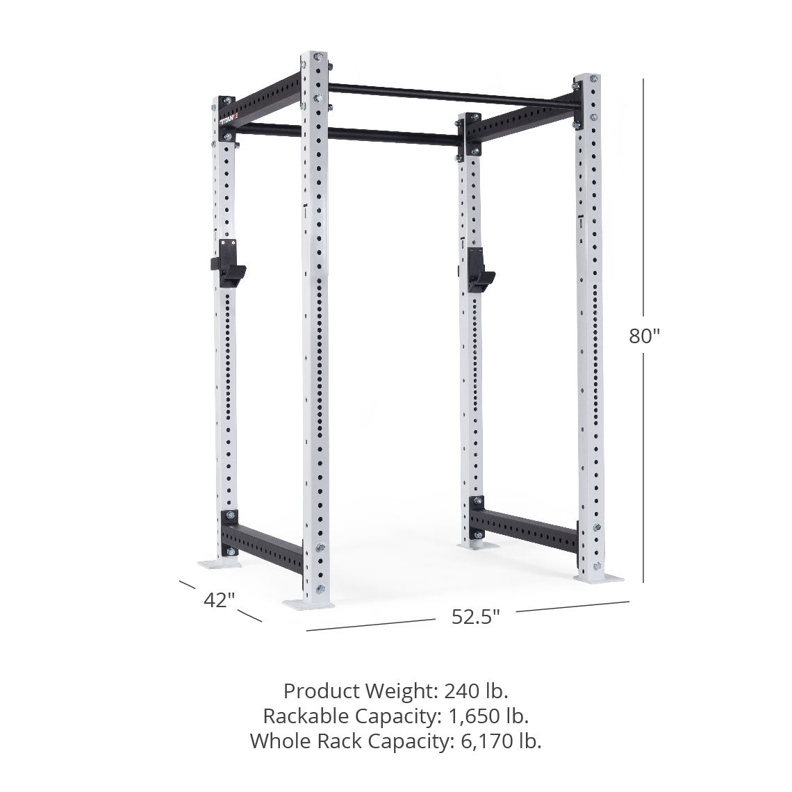X-3 Series Bolt-Down Power Rack - Westside hole spacing through the bench and clean pull zone | White / No Weight Plate Holders - view 42