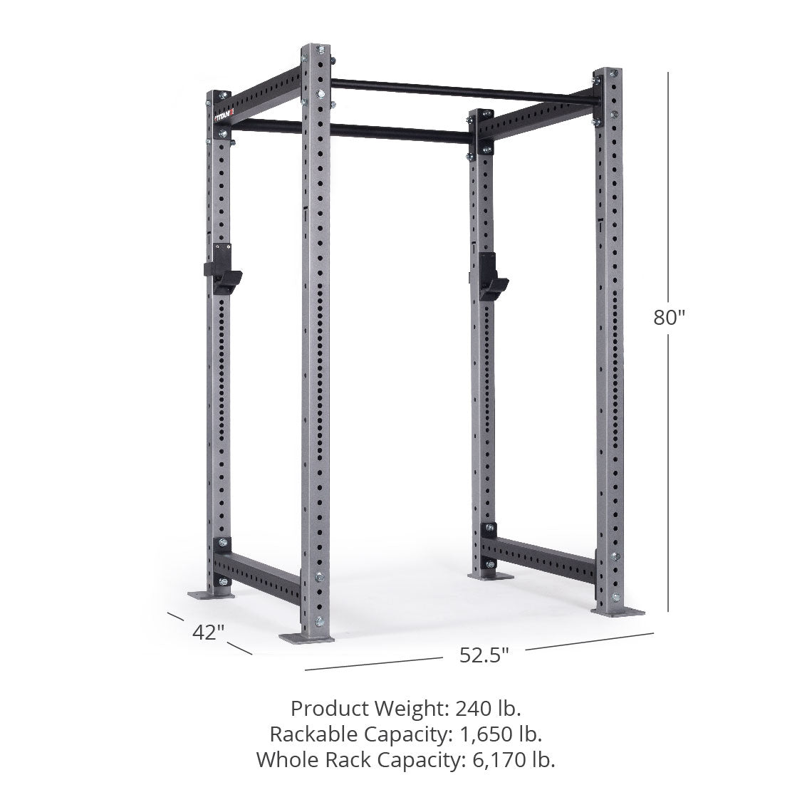 X-3 Series Bolt-Down Power Rack - 6" side hole spacing throughout entire upright | Silver / No Weight Plate Holders