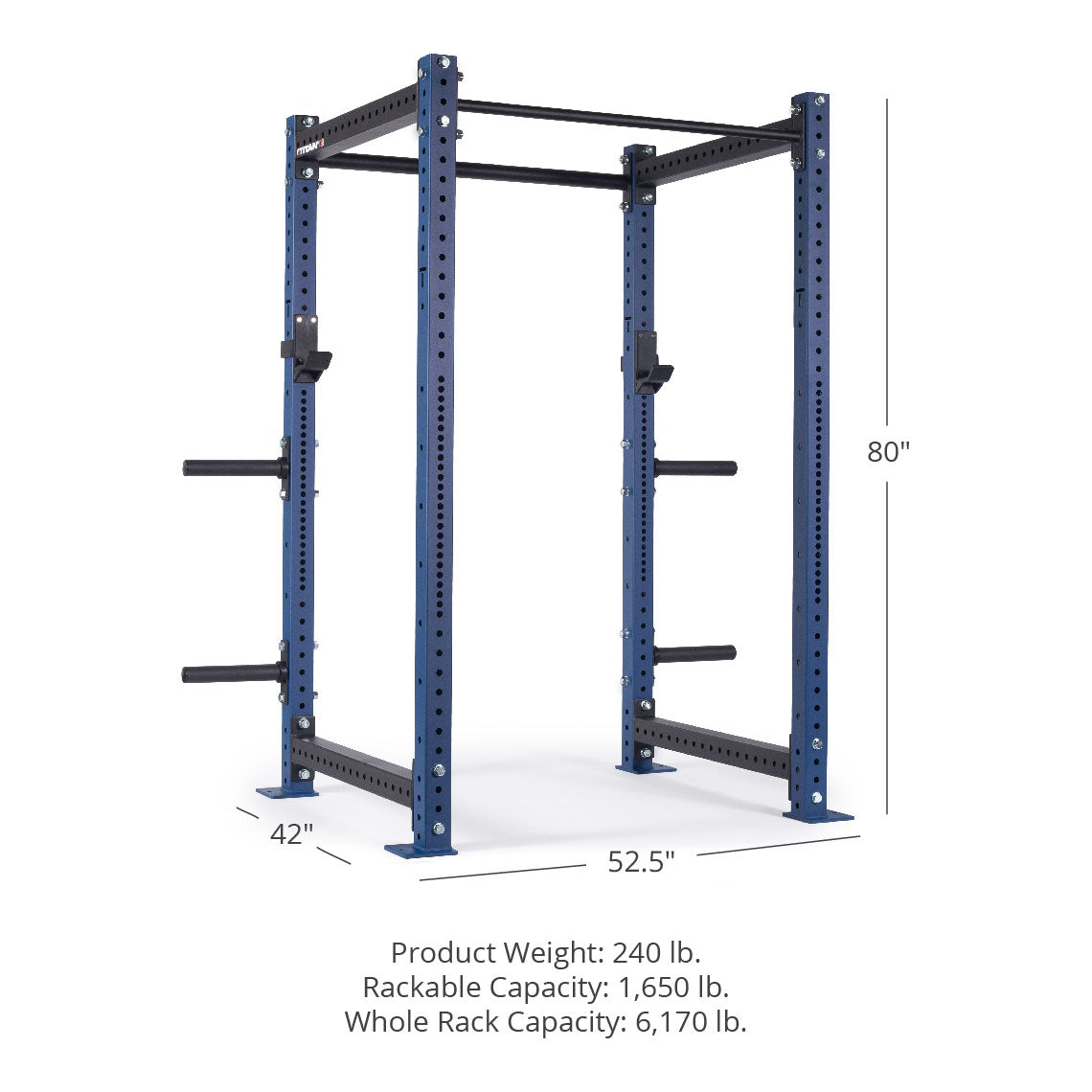 X-3 Series Bolt-Down Power Rack - 3 x 3-inch 11-gauge Steel Uprights | Navy / 4 Pack Weight Plate Holders - view 58