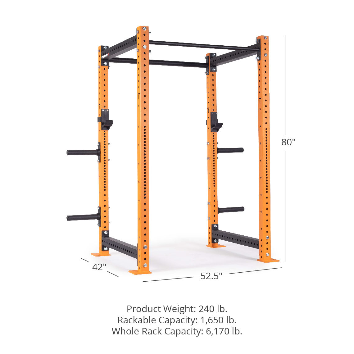 X-3 Series Bolt-Down Power Rack - 3 x 3" 11-gauge Steel Uprights | Orange / 4 Pack Weight Plate Holders