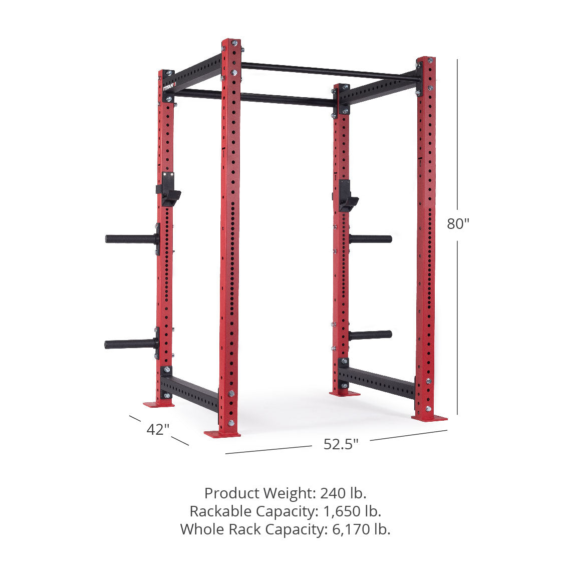 X-3 Series Bolt-Down Power Rack - 3 x 3" 11-gauge Steel Uprights | Red / 4 Pack Weight Plate Holders