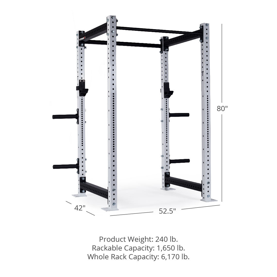 X-3 Series Bolt-Down Power Rack - 3 x 3" 11-gauge Steel Uprights | White / 4 Pack Weight Plate Holders - view 90