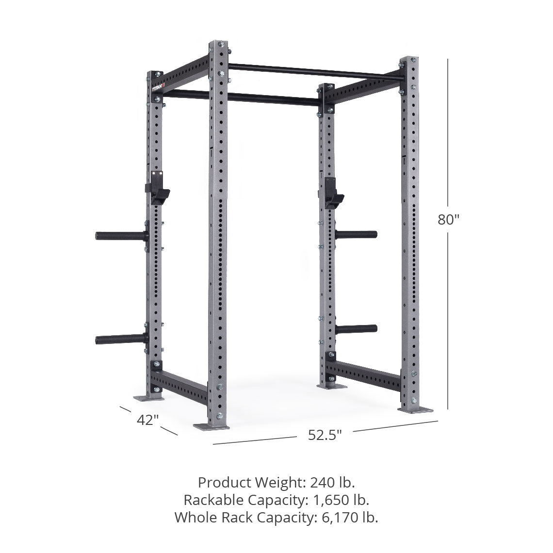 X-3 Series Bolt-Down Power Rack - Westside hole spacing through the bench and clean pull zone | Silver / 4 Pack Weight Plate Holders