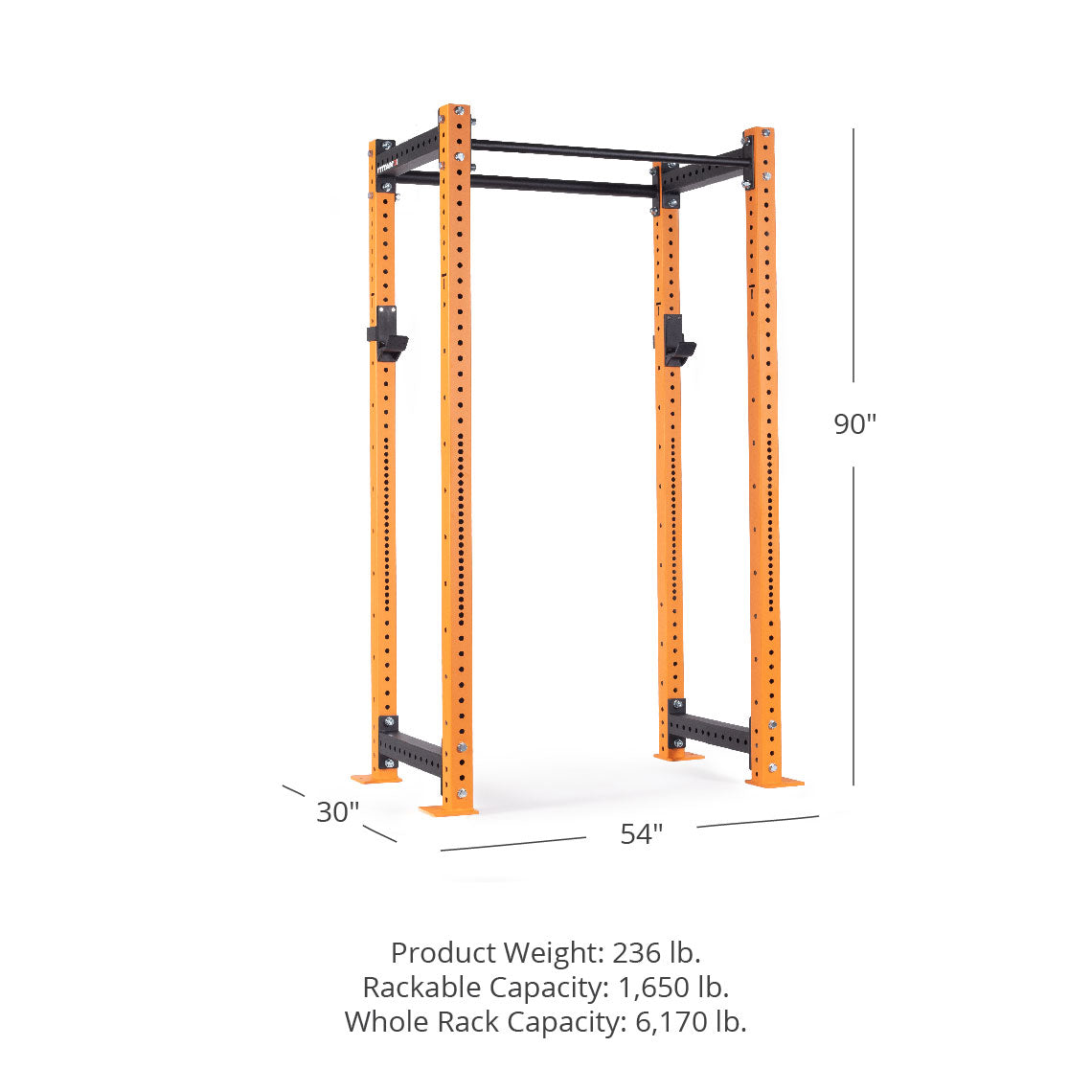 X-3 Series Bolt-Down Power Rack - Westside hole spacing through the bench and clean pull zone | Orange / No Weight Plate Holders - view 21