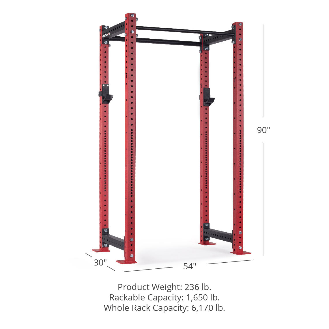X-3 Series Bolt-Down Power Rack - Westside hole spacing through the bench and clean pull zone | Red / No Weight Plate Holders