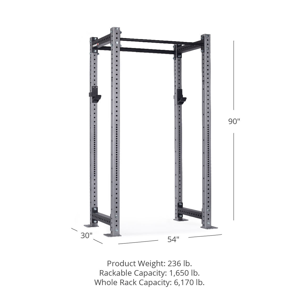 X-3 Series Bolt-Down Power Rack - 6" side hole spacing throughout entire upright | Silver / No Weight Plate Holders - view 35