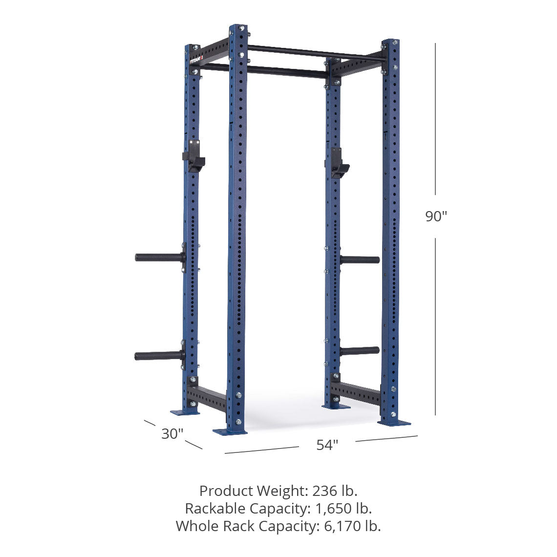 X-3 Series Bolt-Down Power Rack - 3 x 3-inch 11-gauge Steel Uprights | Navy / 4 Pack Weight Plate Holders