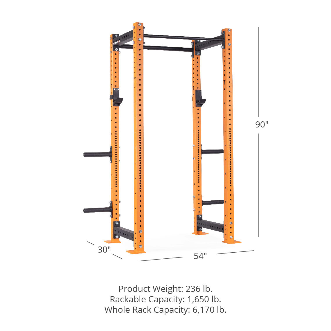 X-3 Series Bolt-Down Power Rack - 3 x 3" 11-gauge Steel Uprights | Orange / 4 Pack Weight Plate Holders