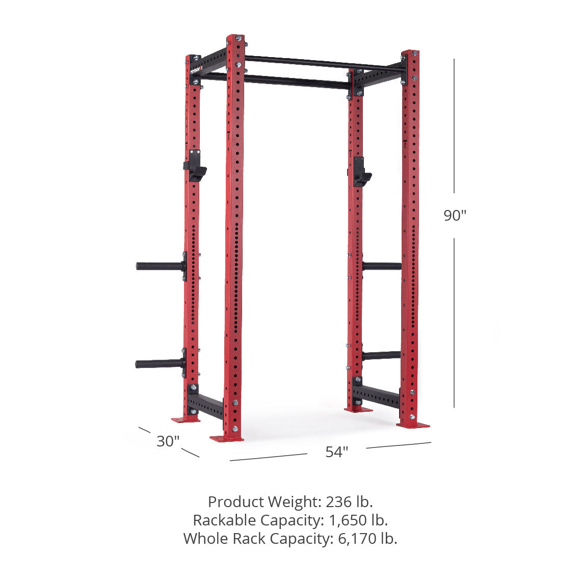 X-3 Series Bolt-Down Power Rack - 3 x 3" 11-gauge Steel Uprights | Red / 4 Pack Weight Plate Holders - view 74
