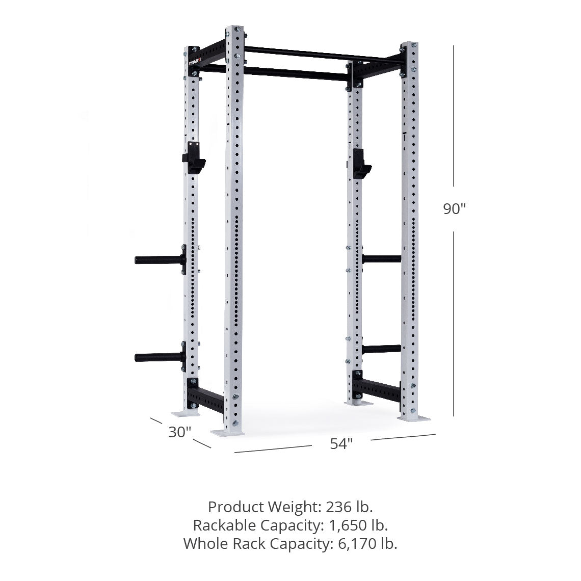 X-3 Series Bolt-Down Power Rack - 3 x 3" 11-gauge Steel Uprights | White / 4 Pack Weight Plate Holders - view 90