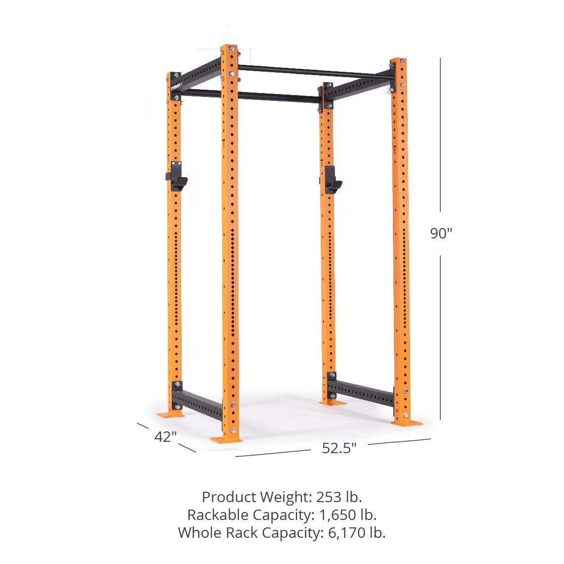 X-3 Series Bolt-Down Power Rack - Westside hole spacing through the bench and clean pull zone | Orange / No Weight Plate Holders - view 21