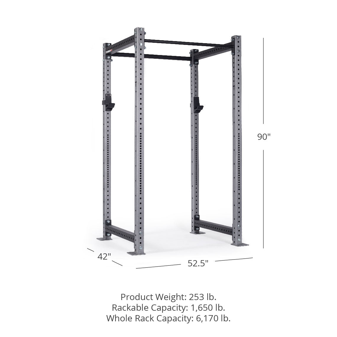 X-3 Series Bolt-Down Power Rack - 6" side hole spacing throughout entire upright | Silver / No Weight Plate Holders - view 35