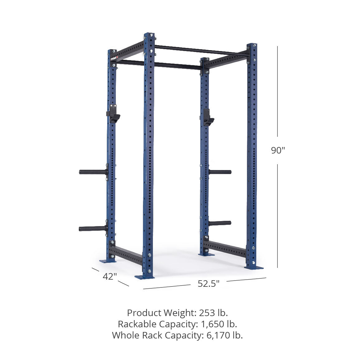 X-3 Series Bolt-Down Power Rack - 3 x 3-inch 11-gauge Steel Uprights | Navy / 4 Pack Weight Plate Holders - view 58