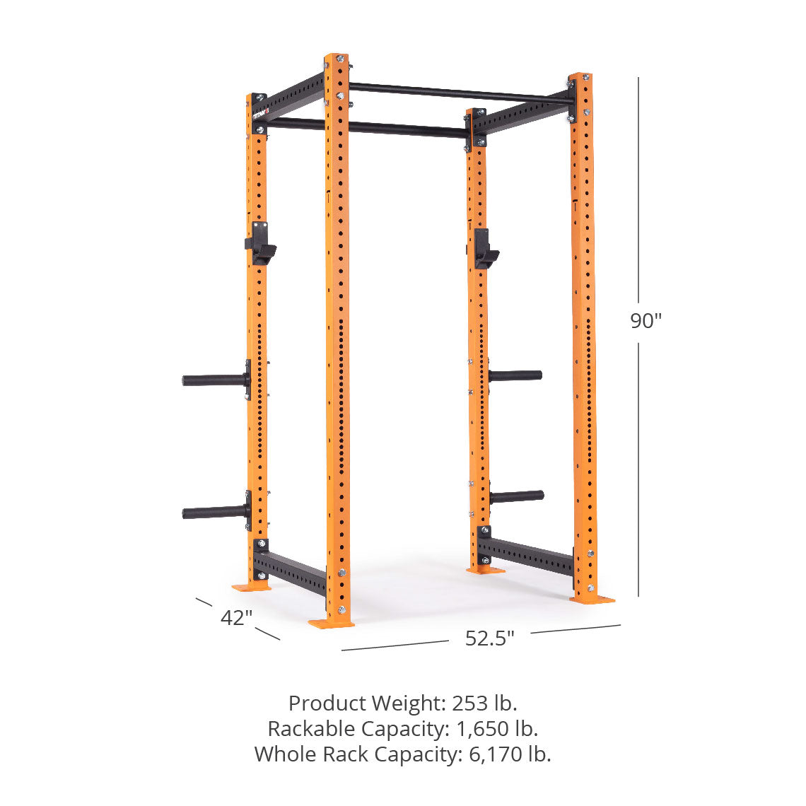 X-3 Series Bolt-Down Power Rack - 3 x 3" 11-gauge Steel Uprights | Orange / 4 Pack Weight Plate Holders - view 66