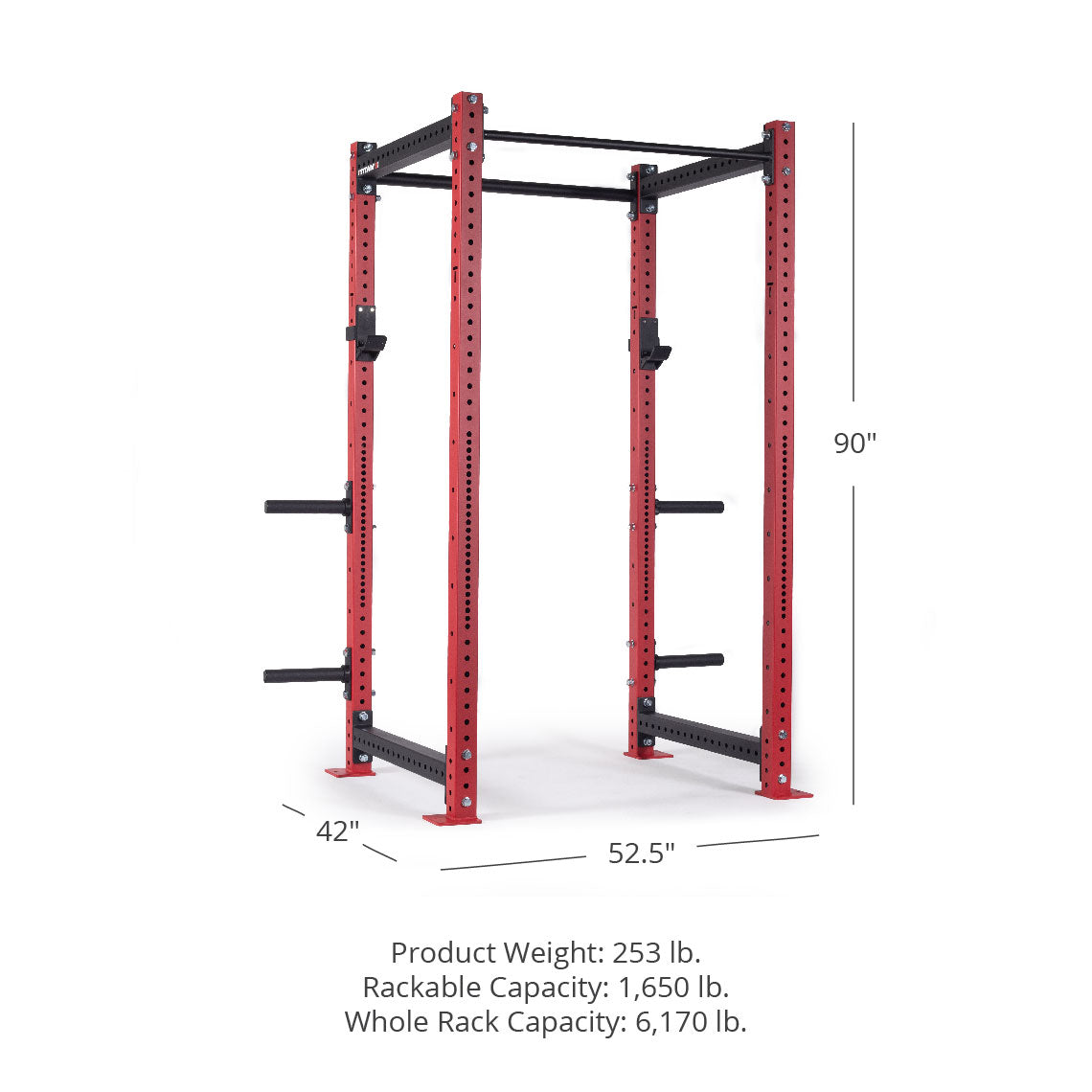 X-3 Series Bolt-Down Power Rack - 3 x 3" 11-gauge Steel Uprights | Red / 4 Pack Weight Plate Holders - view 74