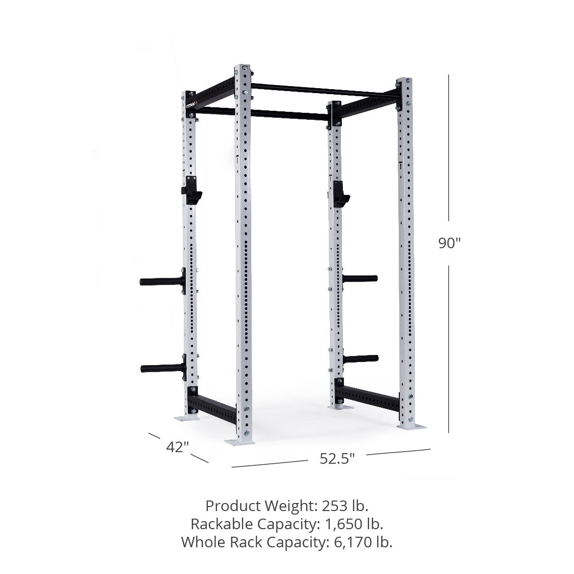 X-3 Series Bolt-Down Power Rack - 3 x 3" 11-gauge Steel Uprights | White / 4 Pack Weight Plate Holders