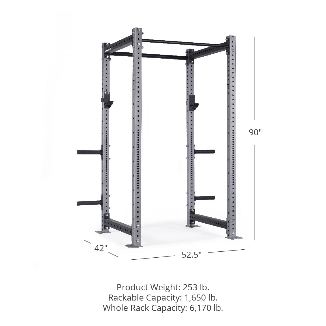 X-3 Series Bolt-Down Power Rack - Westside hole spacing through the bench and clean pull zone | Silver / 4 Pack Weight Plate Holders - view 82