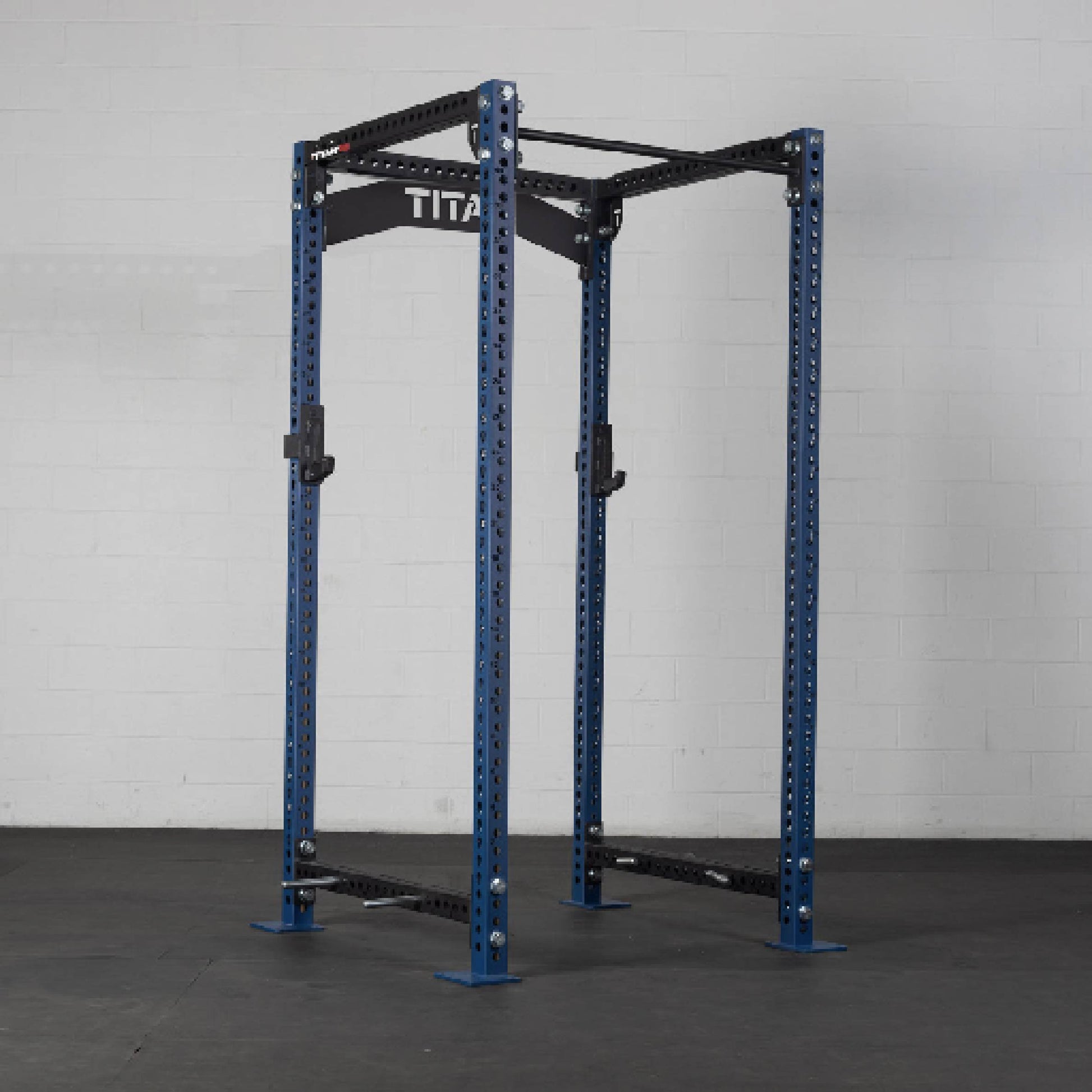 TITAN Series Power Rack - Included: (2) Sandwich J-Hooks with UHMW Plastic | Navy / Crossmember Nameplate / Sandwich J-Hooks