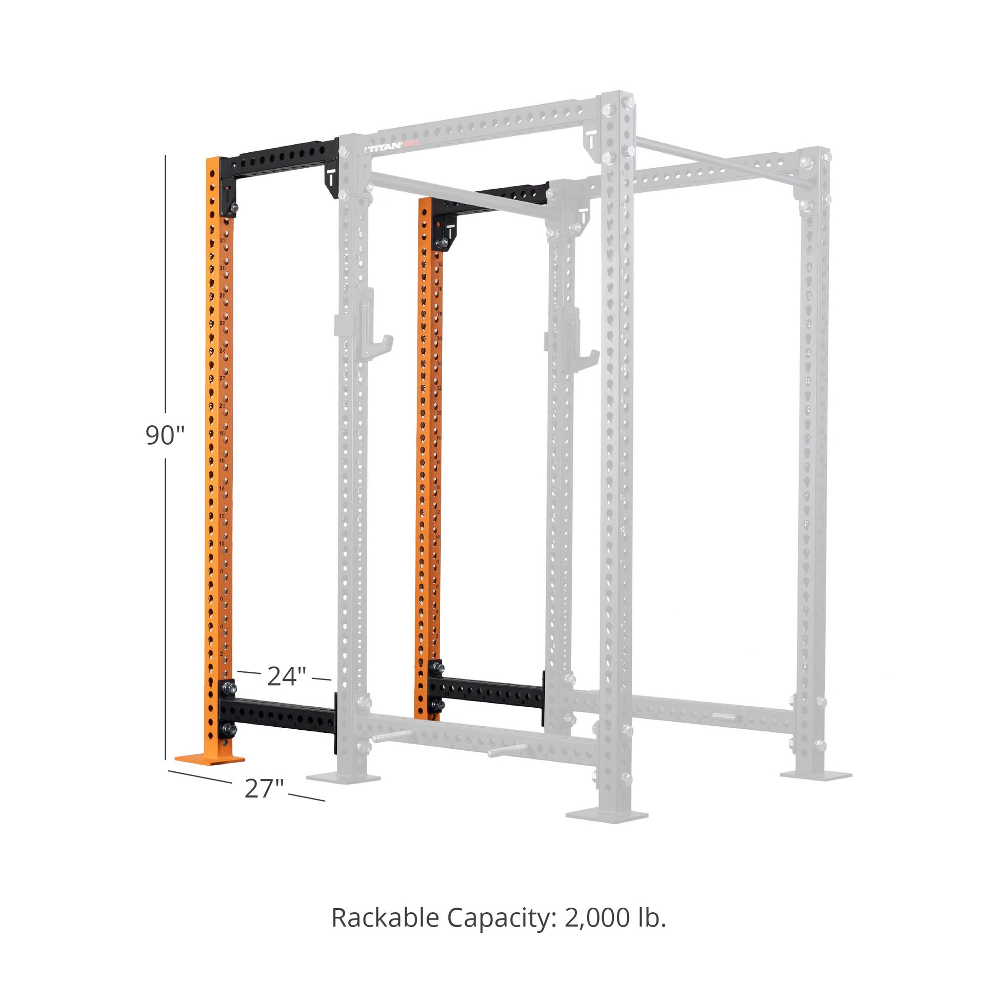 TITAN Series 24" Extension Kit - Extension Color: Orange - Extension Height: 90" - Crossmember: None | Orange / 90" / None