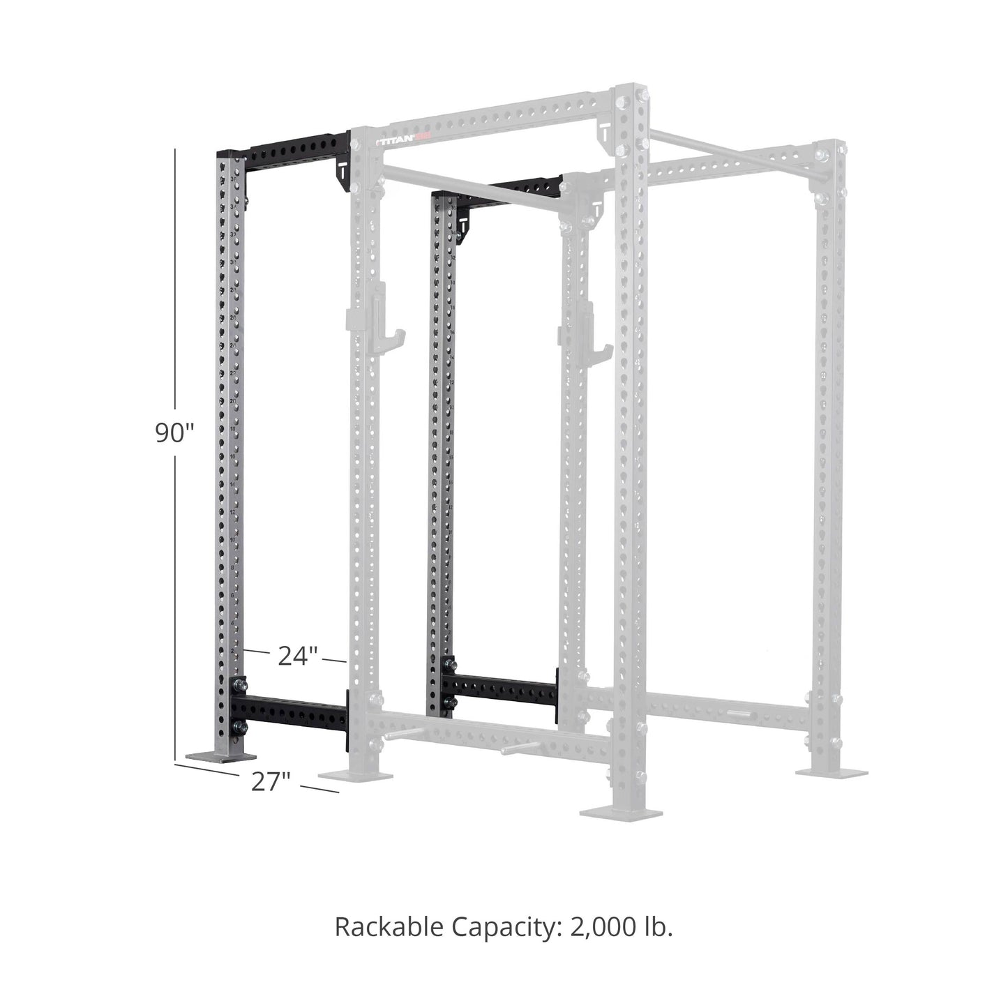 TITAN Series 24" Extension Kit - Extension Color: Silver - Extension Height: 90" - Crossmember: None | Silver / 90" / None - view 164