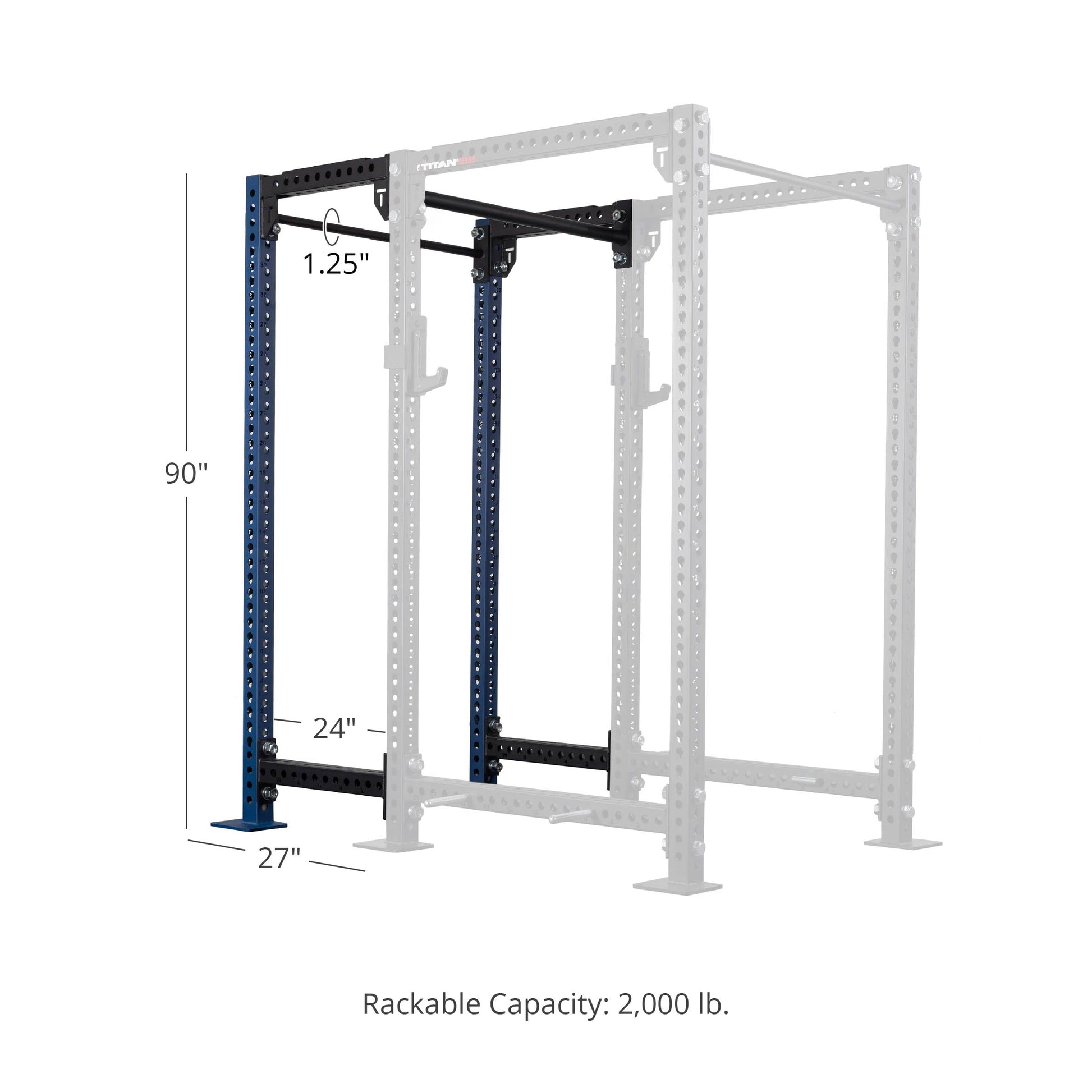 TITAN Series 24" Extension Kit - Extension Color: Navy - Extension Height: 90" - Crossmember: 1.25" Pull-Up Bar | Navy / 90" / 1.25" Pull-Up Bar