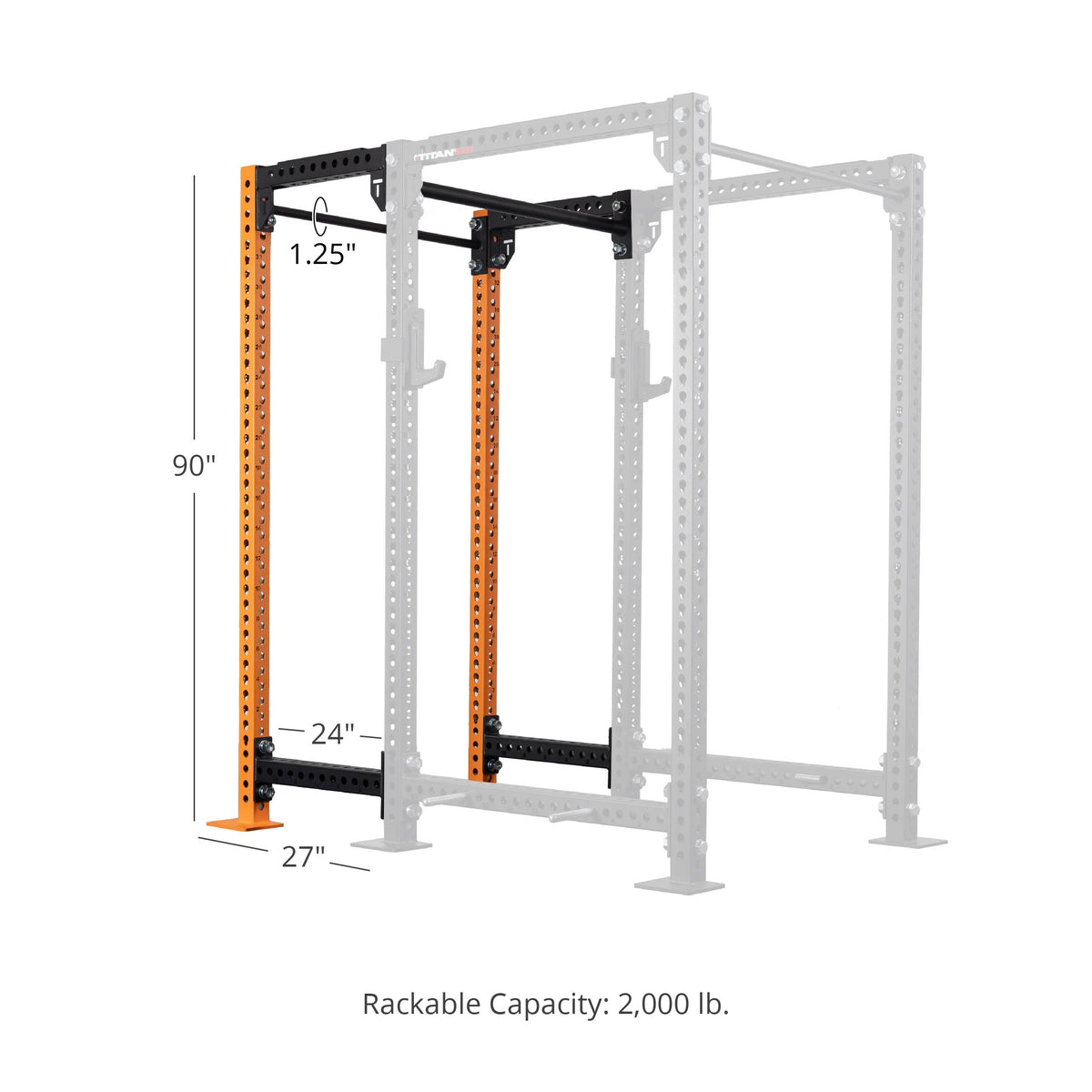 TITAN Series 24" Extension Kit - Extension Color: Orange - Extension Height: 90" - Crossmember: 1.25" Pull-Up Bar | Orange / 90" / 1.25" Pull-Up Bar